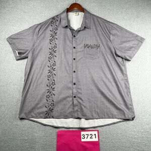 Hardaddy Shirt Gray Floral Lightweight Pocket Button Up Short Sleeve Mens 3XL